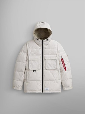 Chamarras Alpha Industries Encapuchado Puffer Hombre Blancos | 497218-MTN