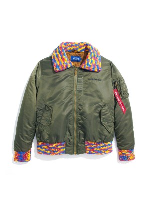 Chaqueta De Bombardero Alpha Industries Awake X Alpha Ma-1 Knit Trimmed Washed Hombre Verde Oliva | 861297-DPV