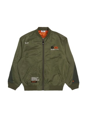 Chaqueta De Bombardero Alpha Industries Aape X Alpha Ma-1 Ligeros Hombre Verde Oliva | 637592-CVJ