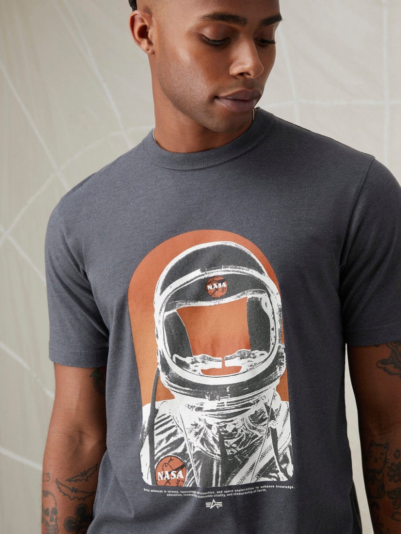 Camiseta Alpha Industries Nasa Moon Man Hombre Grises Naranjas | 863940-MPG