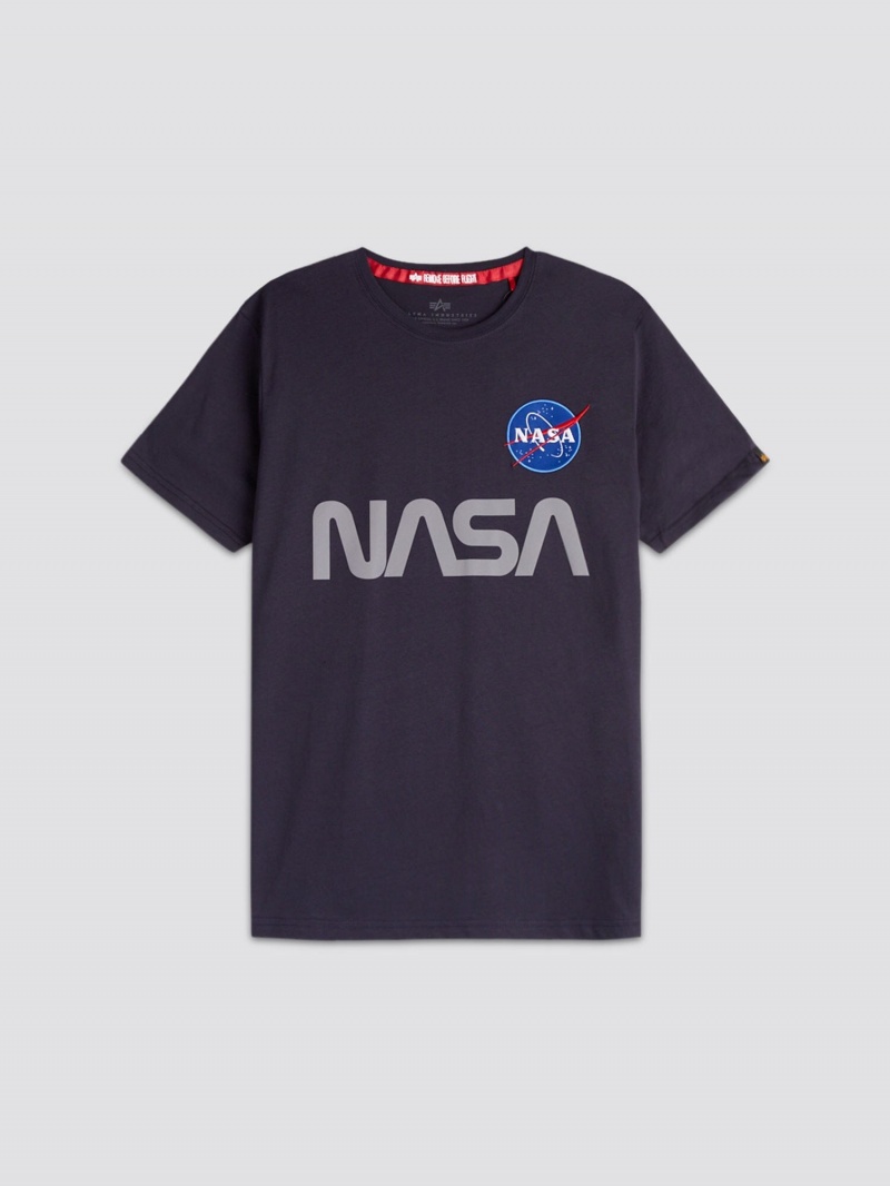 Camiseta Alpha Industries Nasa Reflective Mujer Azules | 087591-GRF