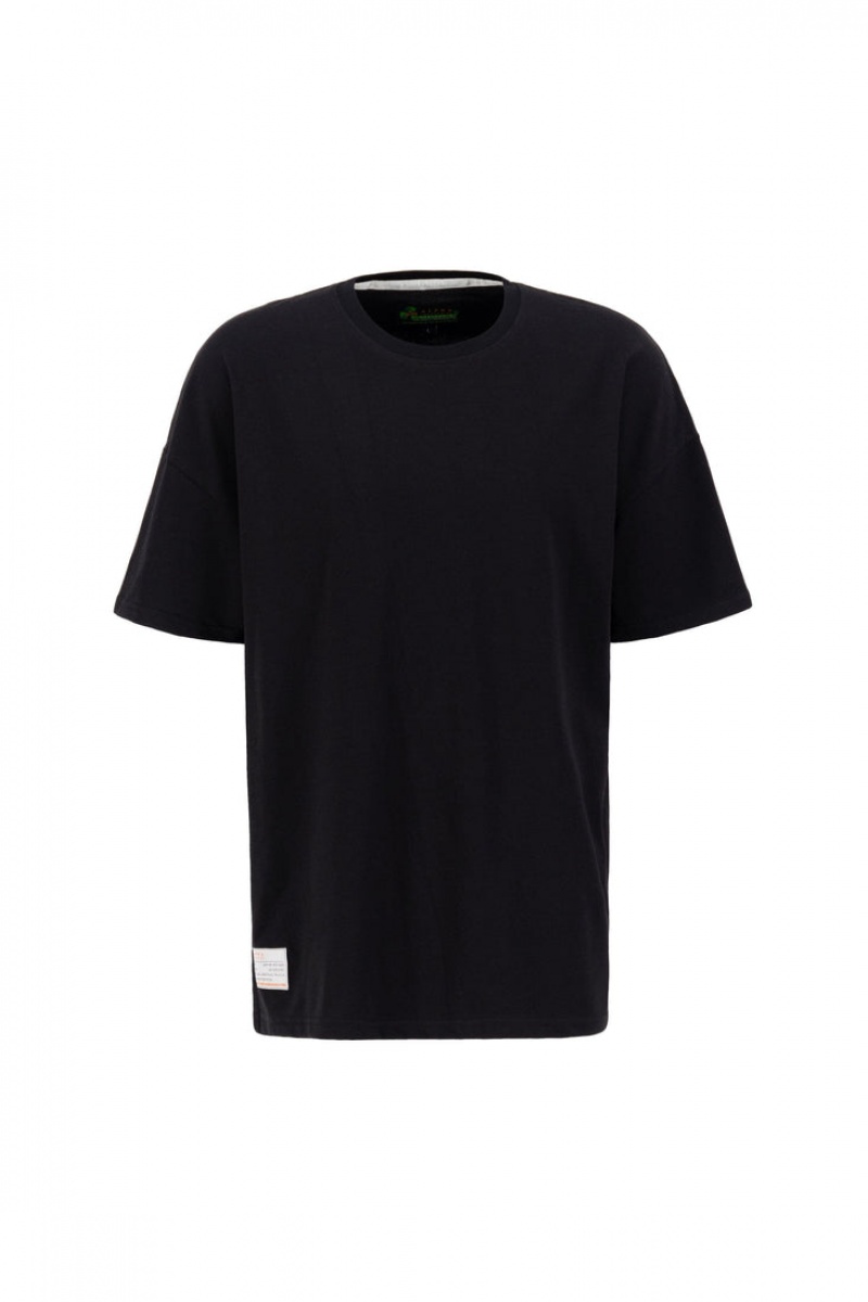 Camiseta Alpha Industries Recycled Label Hombre Negros | 145376-QOC