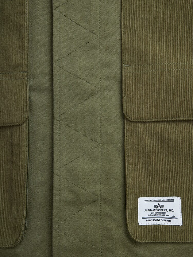 Chamarras Alpha Industries Corduroy Panel Hombre Verdes | 904625-RCY