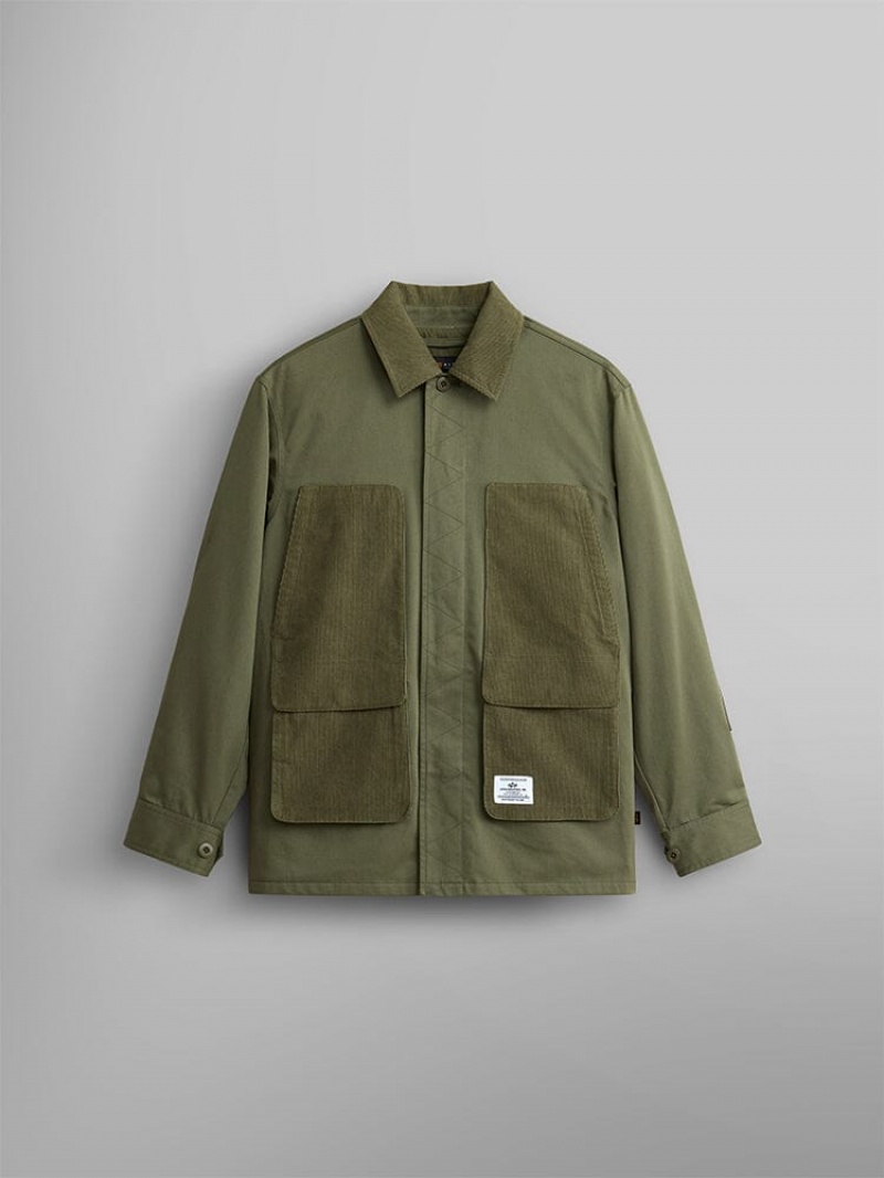 Chamarras Alpha Industries Corduroy Panel Hombre Verdes | 904625-RCY