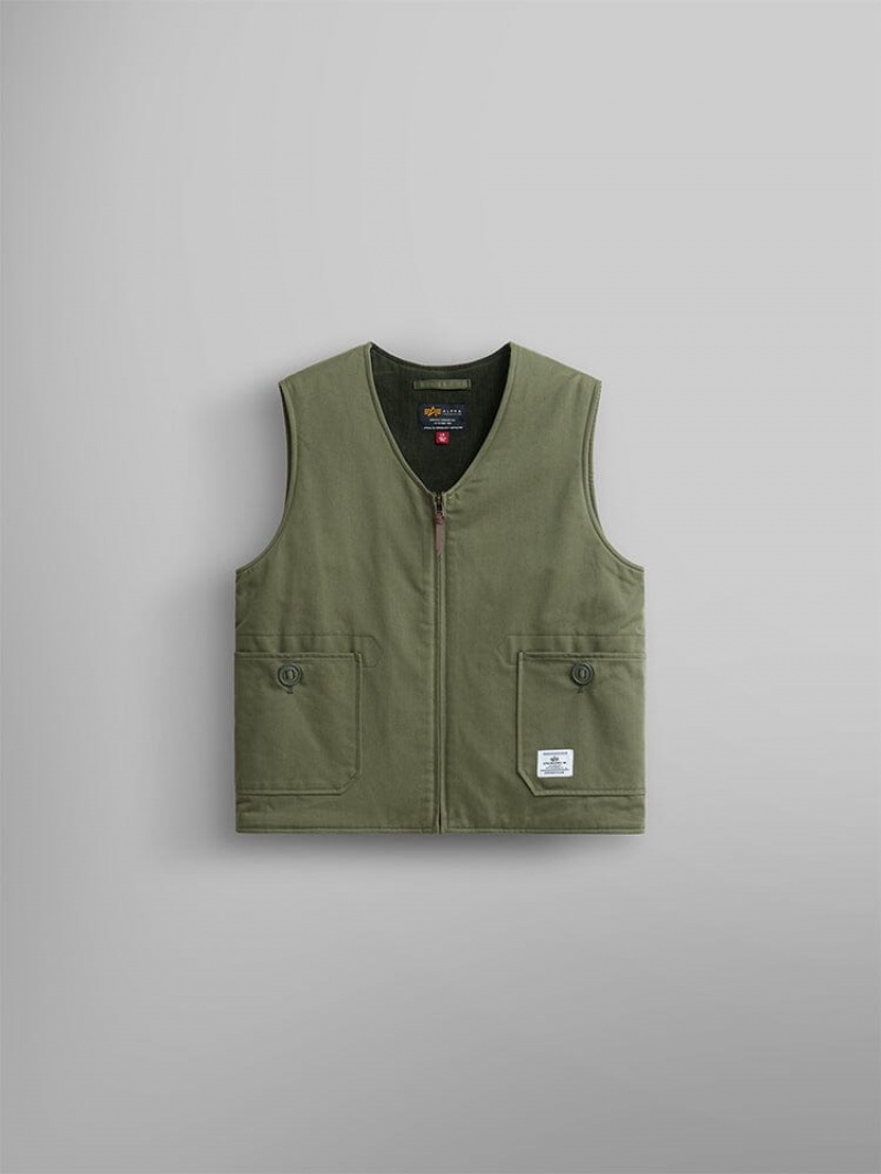 Chamarras Alpha Industries Deck Vest Hombre Verdes | 853269-TDY