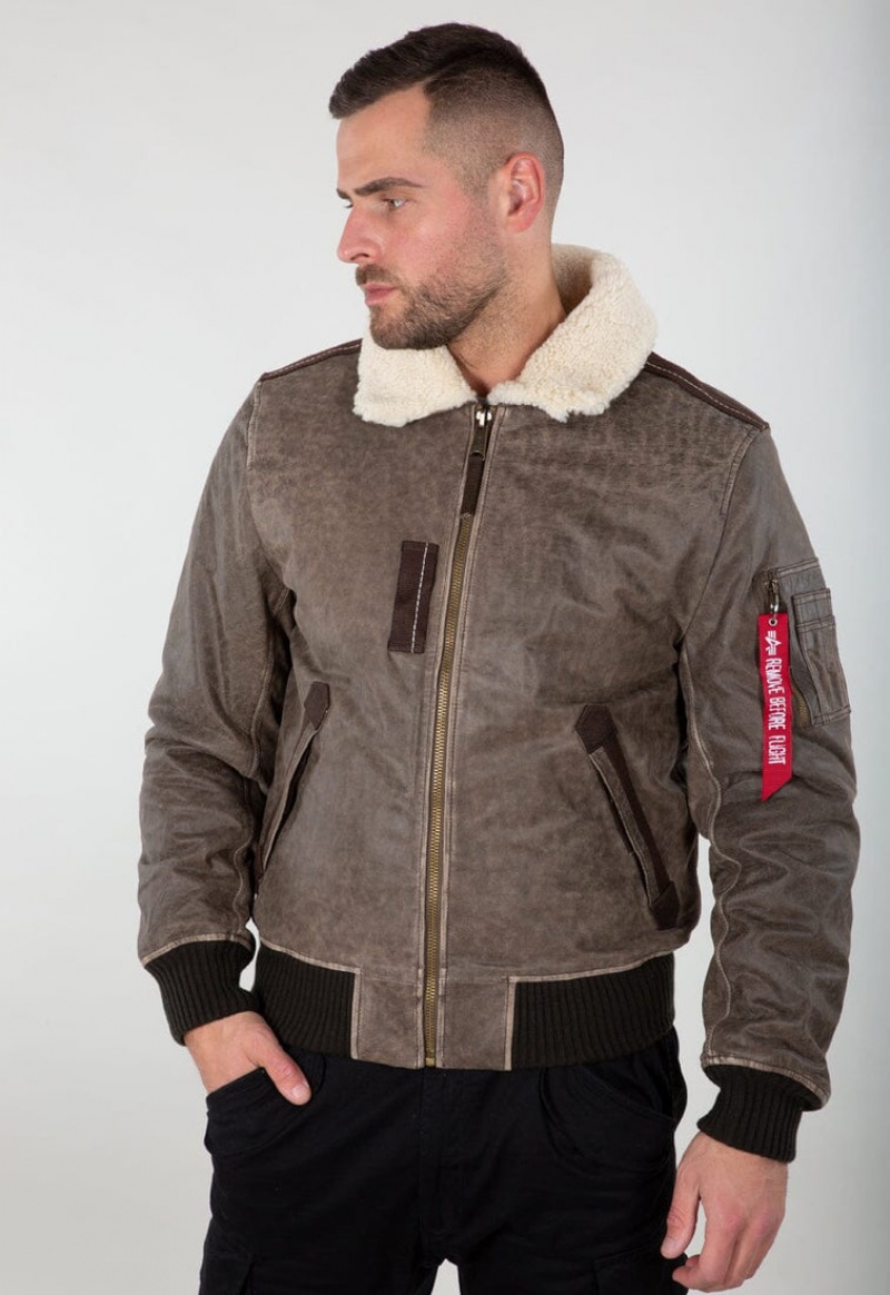 Chamarras Alpha Industries Injector Iii Cuero Hombre Marrom | 425390-SIR