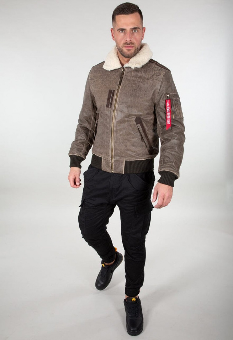 Chamarras Alpha Industries Injector Iii Cuero Hombre Marrom | 425390-SIR