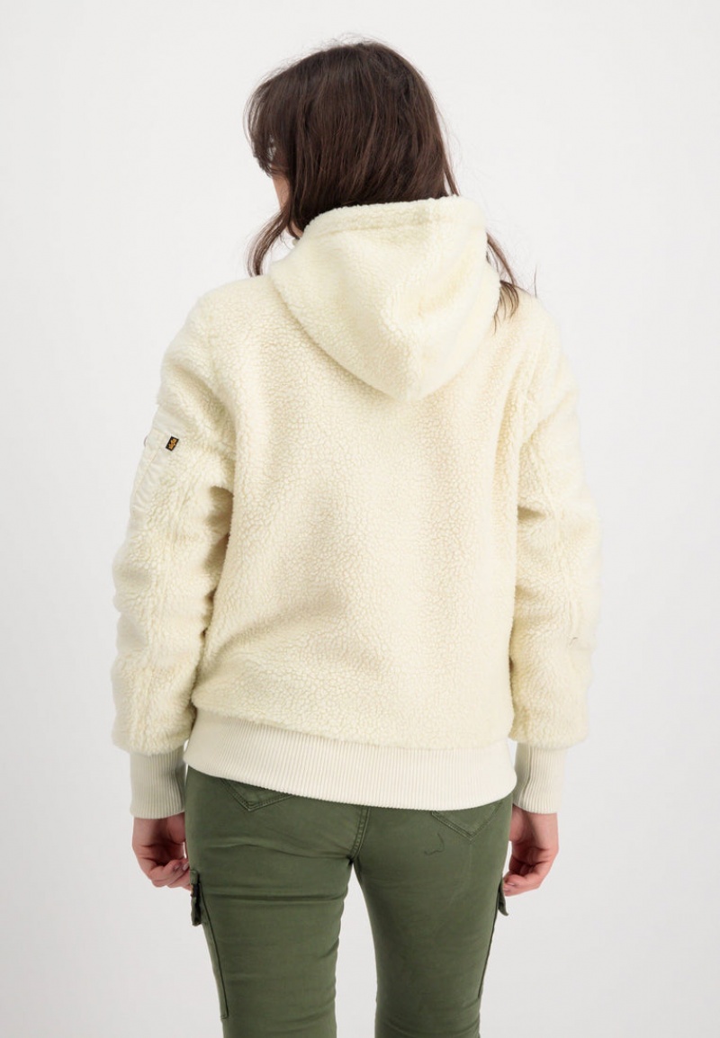 Chamarras Alpha Industries Zip Hood Teddy W Mujer Blancos | 480795-ODF