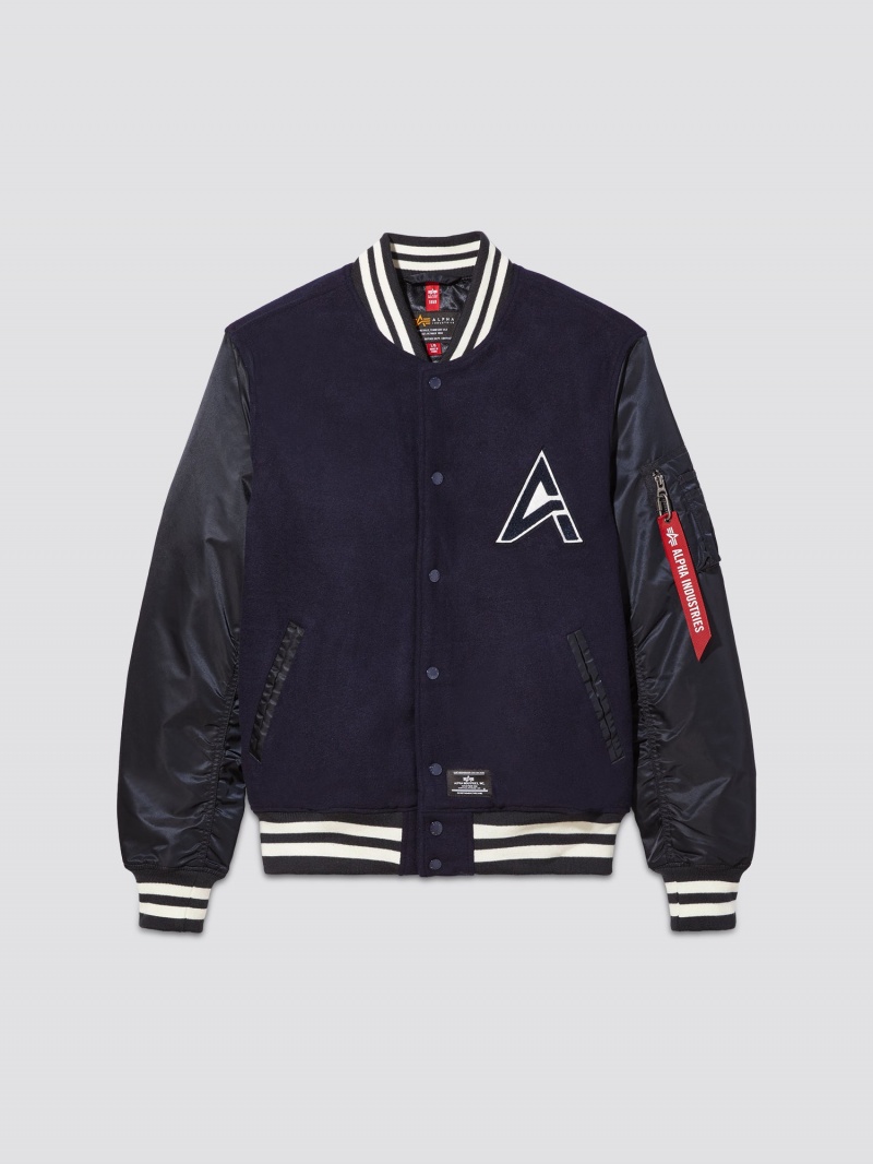 Chaqueta De Bombardero Alpha Industries Ma-1 Lana Varsity Hombre Azules | 358620-LMO