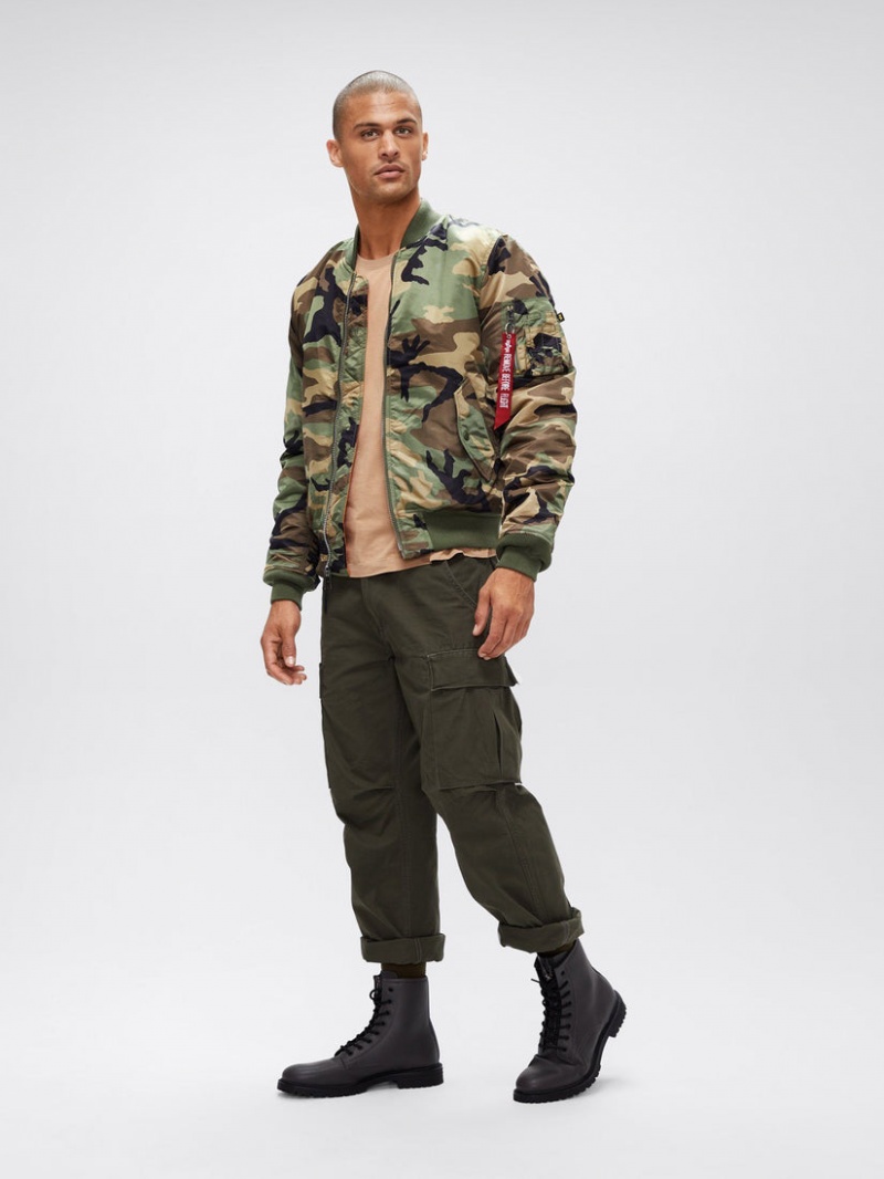 Chaqueta De Bombardero Alpha Industries Ma-1 Slim Fit Hombre Camuflados | 730659-RGF