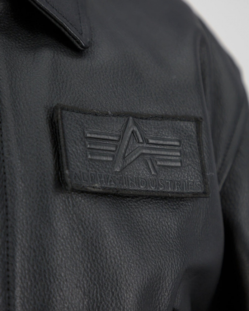 Chaqueta De Bombardero Alpha Industries Cwu Cuero Hombre Negros | 746209-WJB