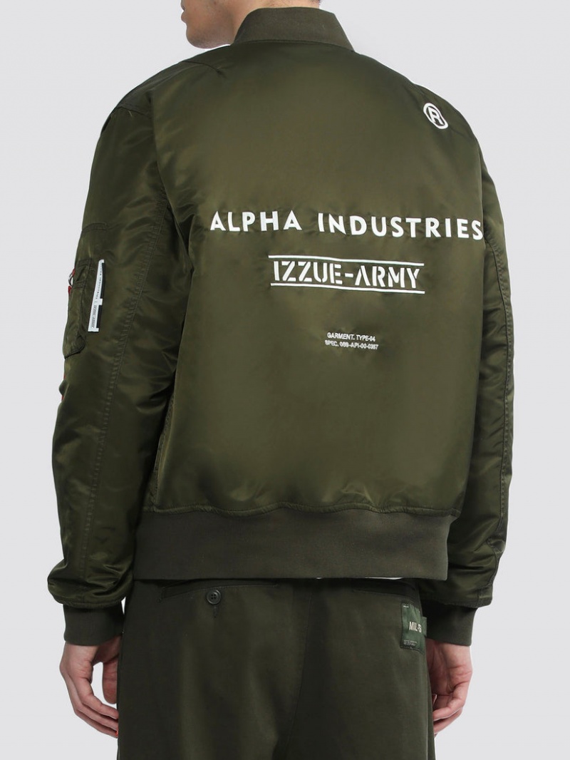 Chaqueta De Bombardero Alpha Industries Alpha X Izzue Ma-1 Hombre Verde Oliva | 109647-NIX