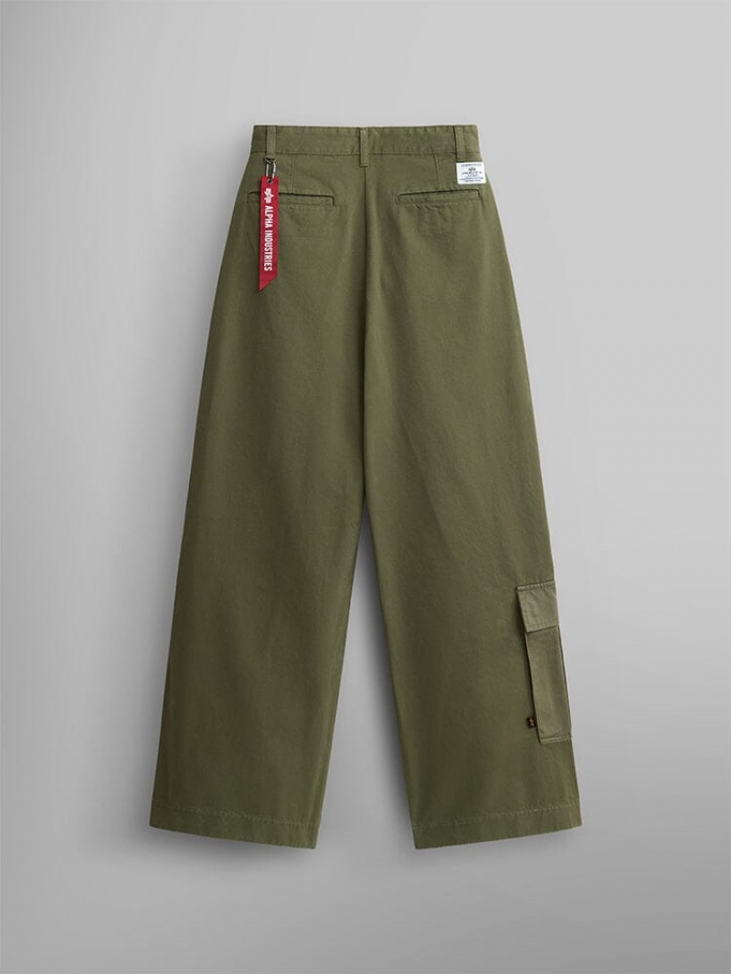 Pantalon Alpha Industries Anchos Leg W Mujer Verdes | 083127-HXL