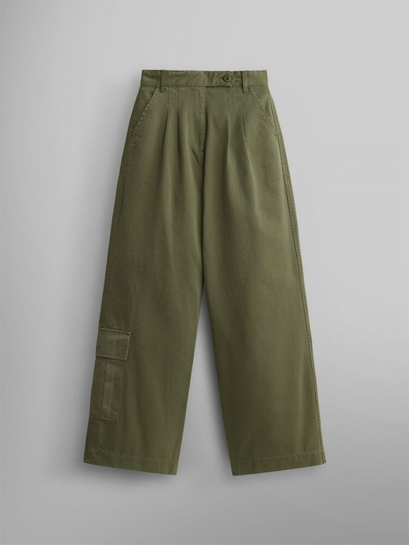 Pantalon Alpha Industries Anchos Leg W Mujer Verdes | 083127-HXL