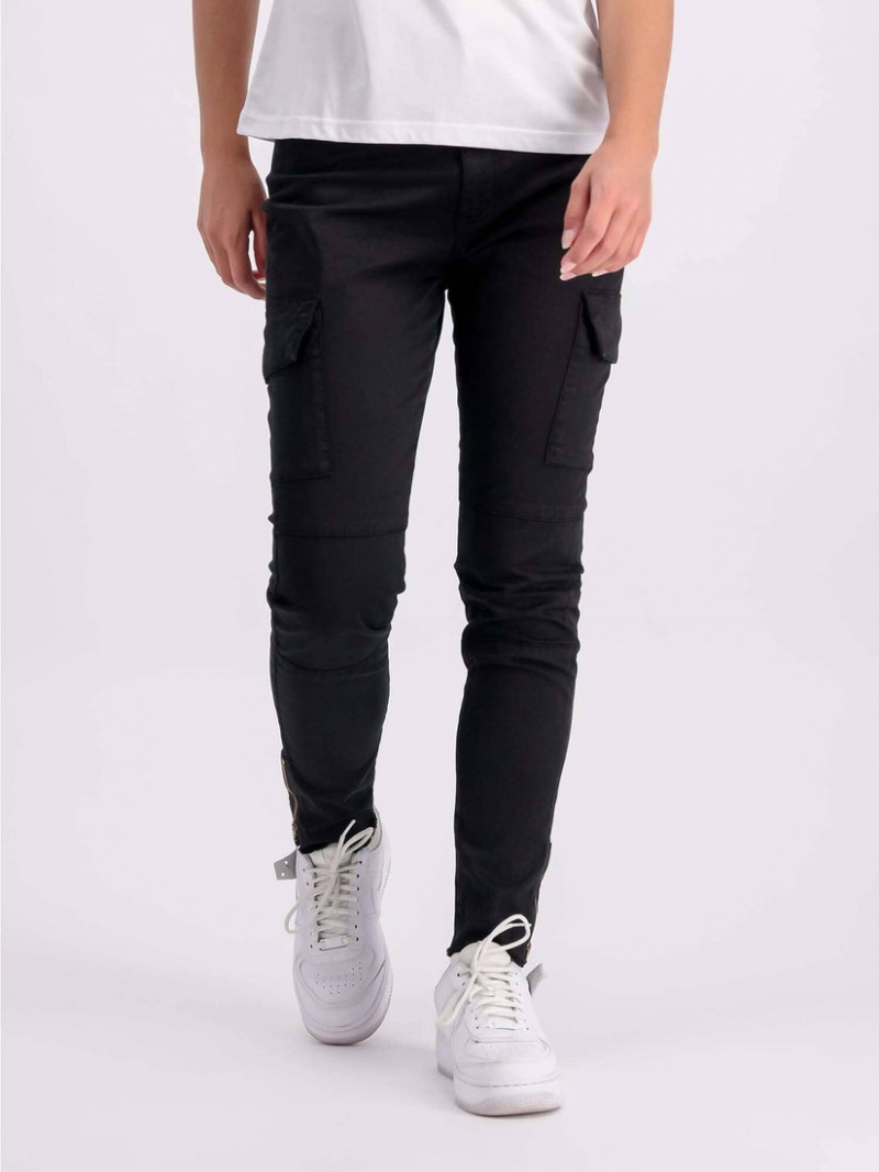 Pantalon Alpha Industries Cargo Zip W Mujer Negros | 590432-FUO