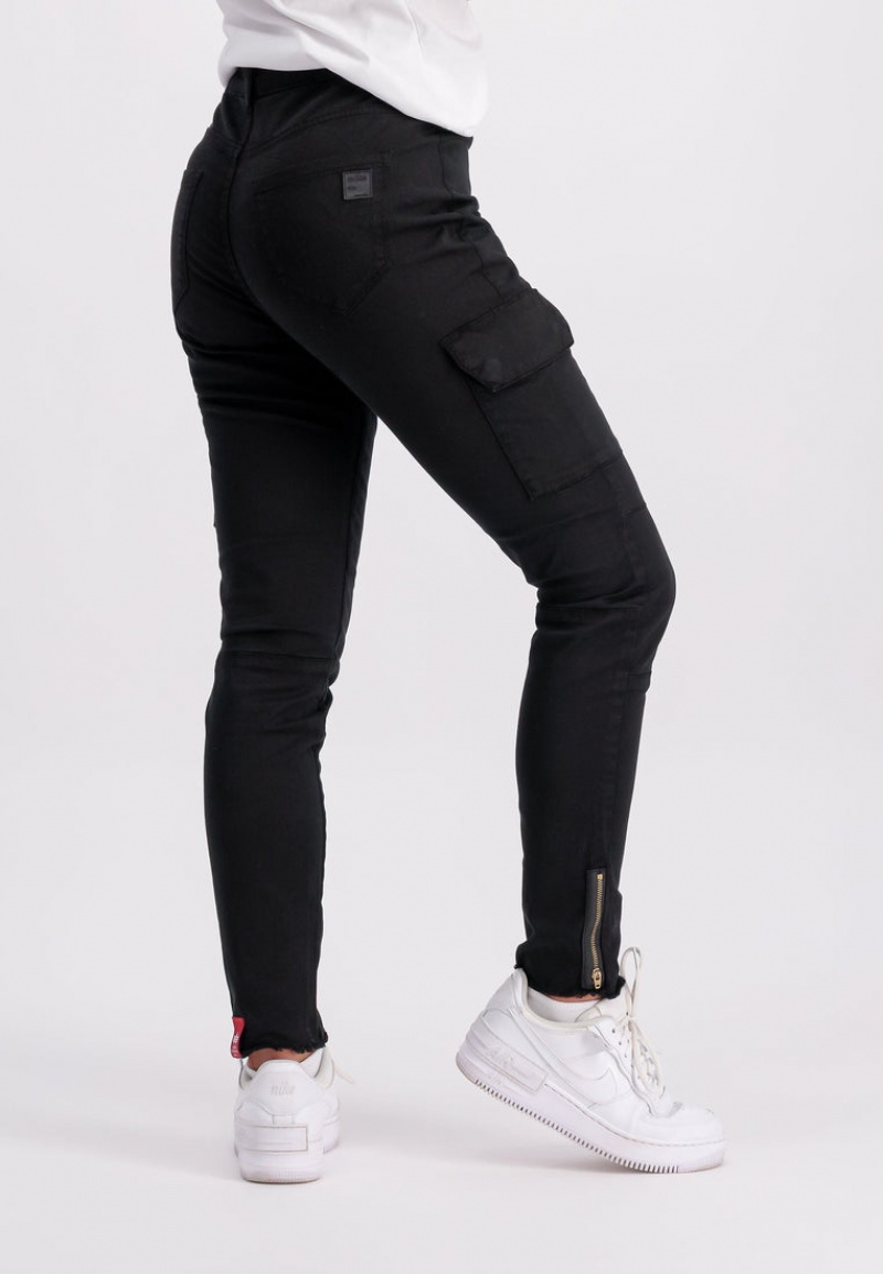 Pantalon Alpha Industries Cargo Zip W Mujer Negros | 590432-FUO