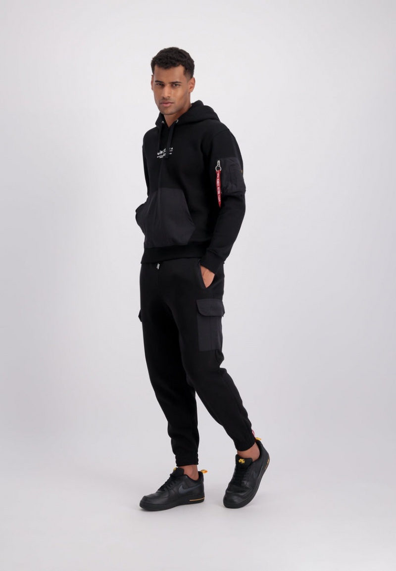 Pantalon Alpha Industries Sweat Nylon Cargo Jogger Hombre Negros | 213568-GWY