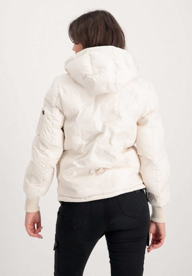 Ropa De Abrigo Alpha Industries Encapuchado Logo Puffer W Mujer Blancos | 482650-GML