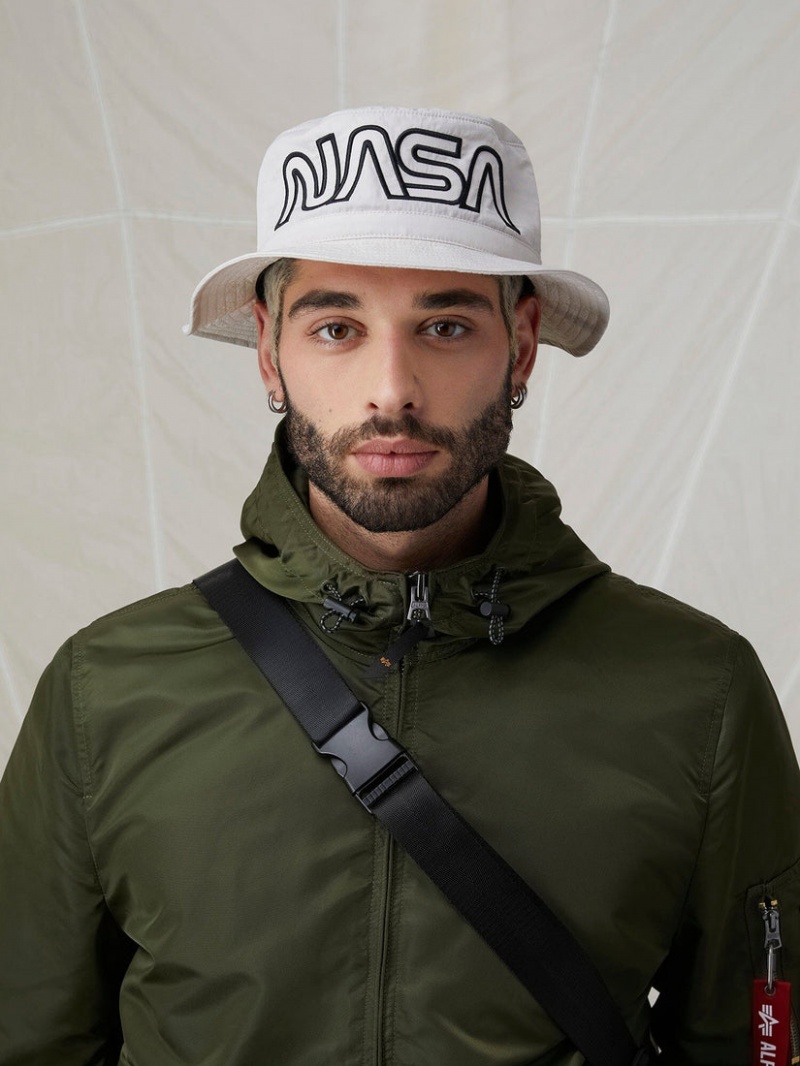 Sombreros Alpha Industries Nasa Gradient Accessories Blancos | 097812-JZI