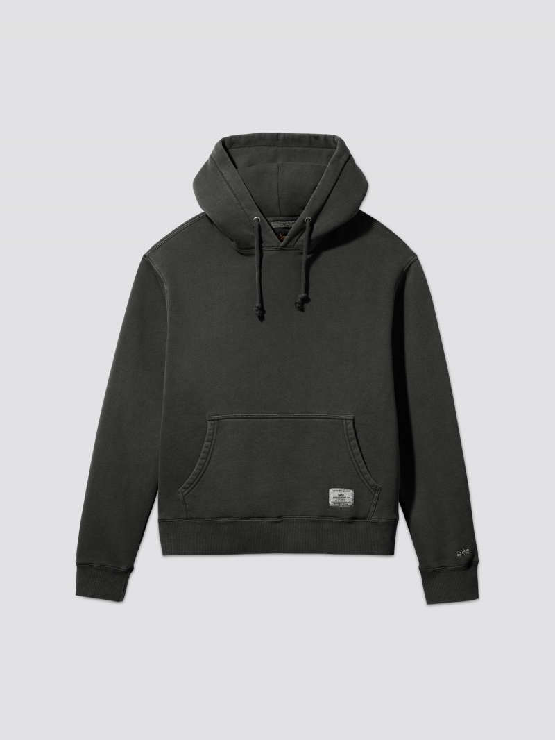 Sudadera con Capucha Alpha Industries Essential Washed Hombre Negros | 734821-UKI