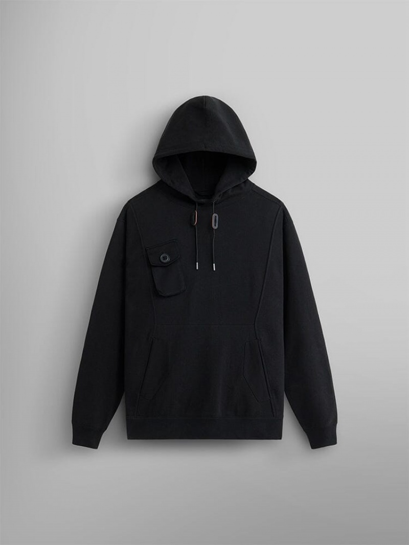 Sudadera con Capucha Alpha Industries Mixed Media Hombre Negros | 476259-EOQ