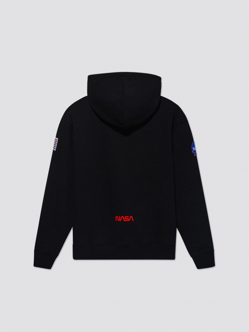 Sudadera con Capucha Alpha Industries Nasa Worm Logo Hombre Negros | 326709-OCM