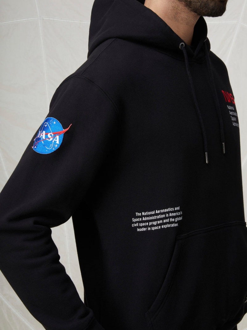 Sudadera con Capucha Alpha Industries Nasa Worm Logo Hombre Negros | 326709-OCM