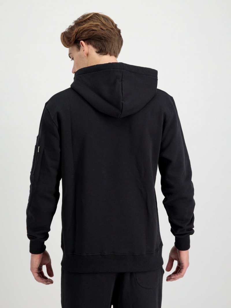 Sudadera con Capucha Alpha Industries Organic Embroidered Hombre Negros | 567498-IWS