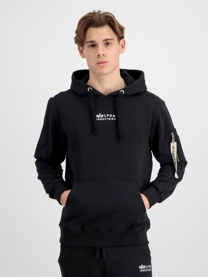 Sudadera con Capucha Alpha Industries Organic Embroidered Hombre Negros | 567498-IWS