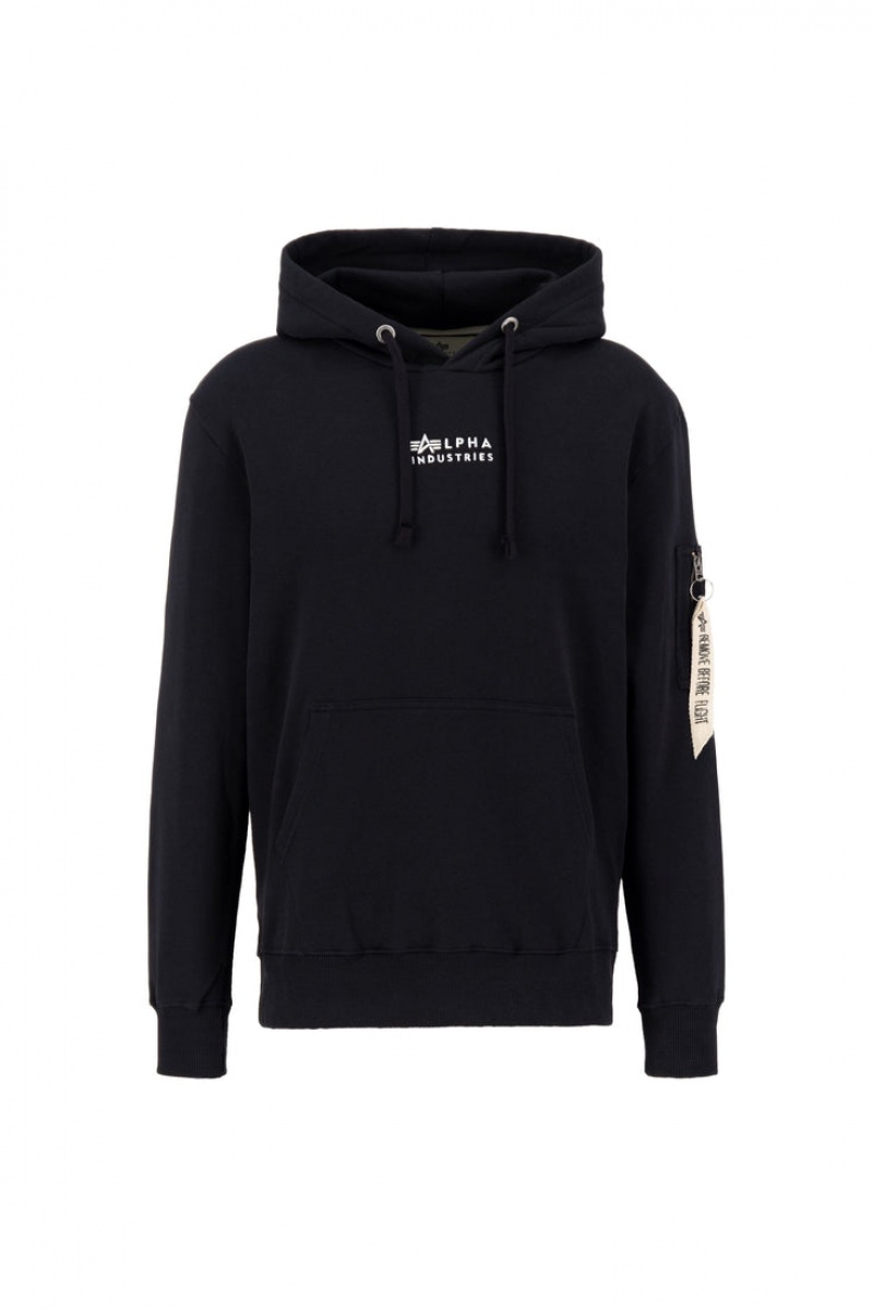 Sudadera con Capucha Alpha Industries Organic Embroidered Hombre Negros | 567498-IWS