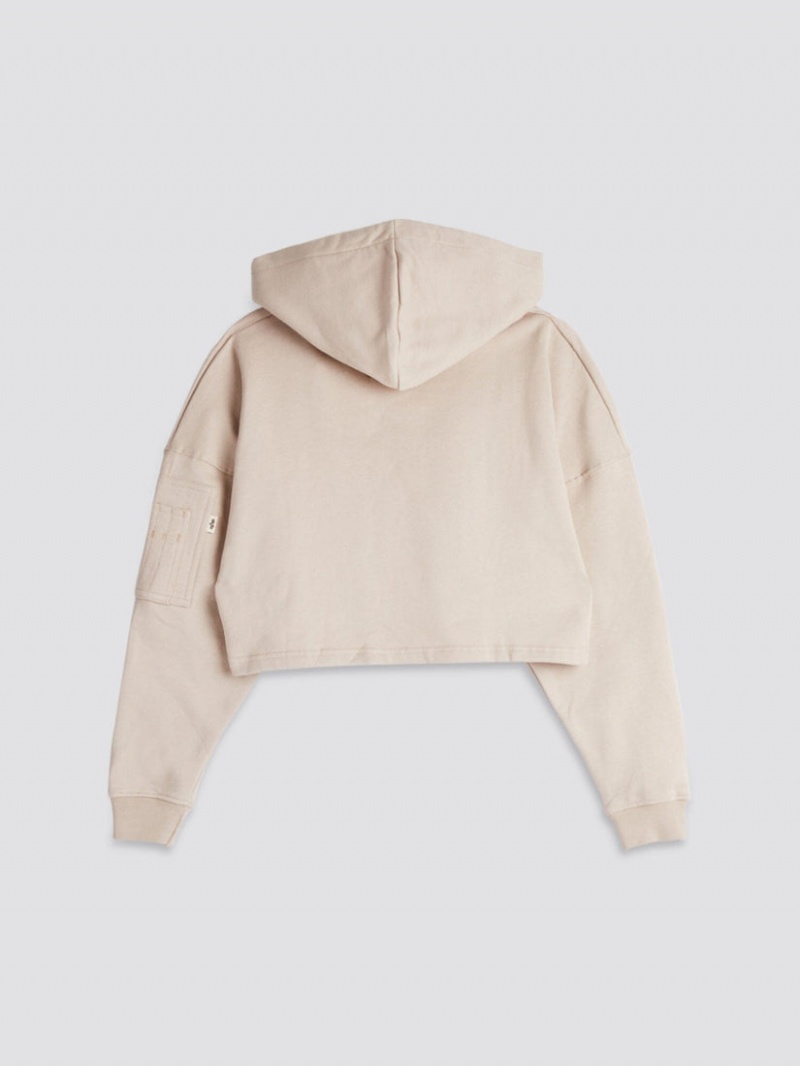 Sudadera con Capucha Alpha Industries Organics Cropped W Mujer Beige | 519026-EYD