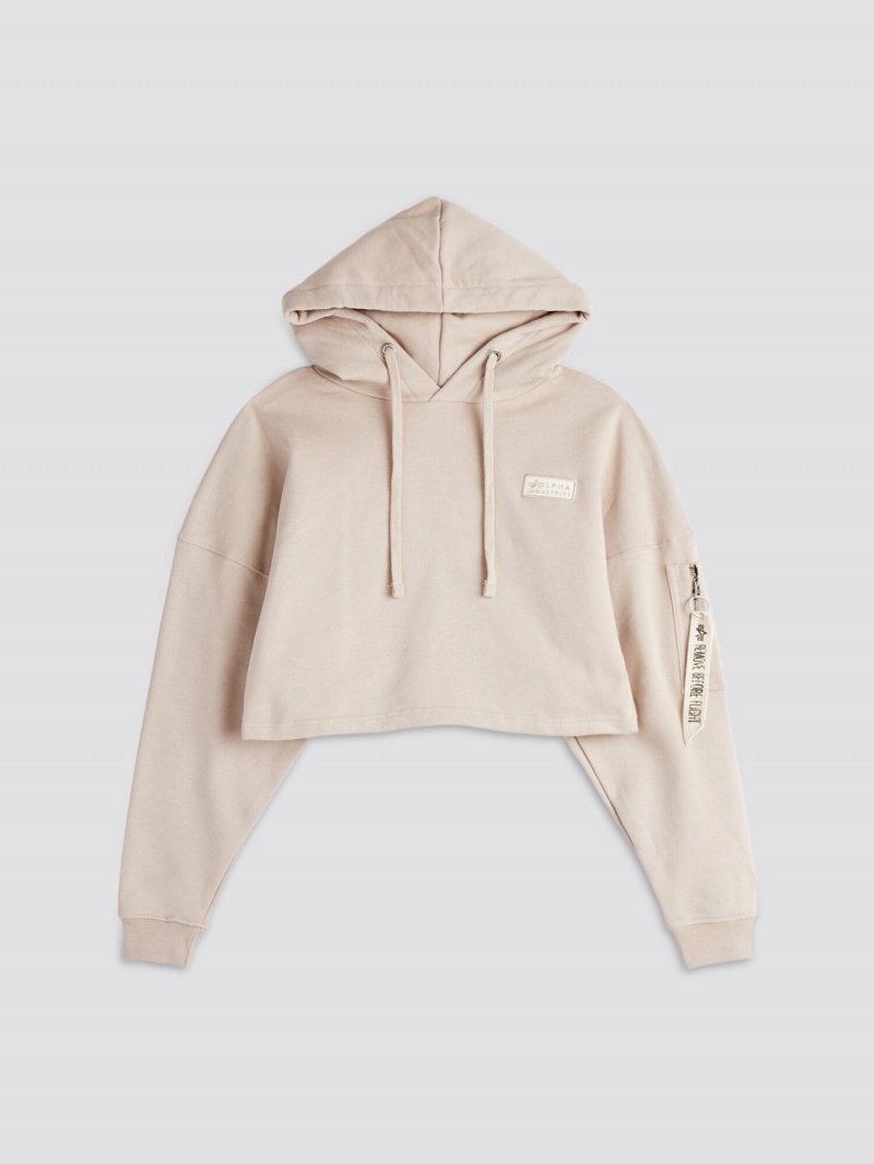 Sudadera con Capucha Alpha Industries Organics Cropped W Mujer Beige | 519026-EYD