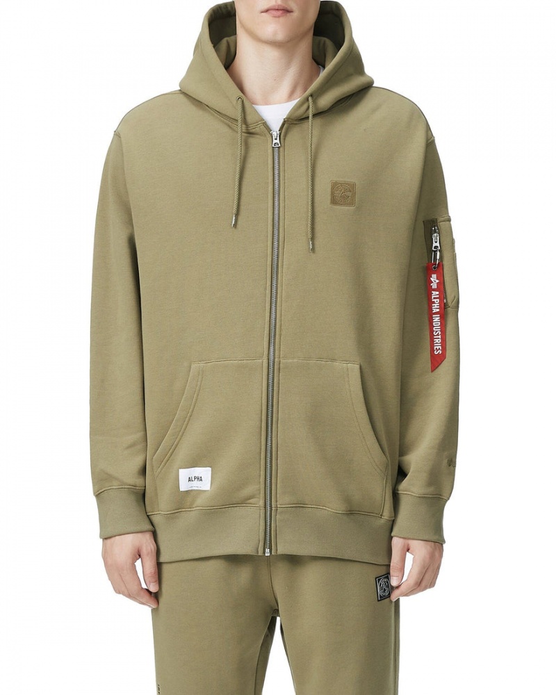 Sudadera con Capucha Alpha Industries Unfrm Zip-Up Hombre Beige | 825016-MUE