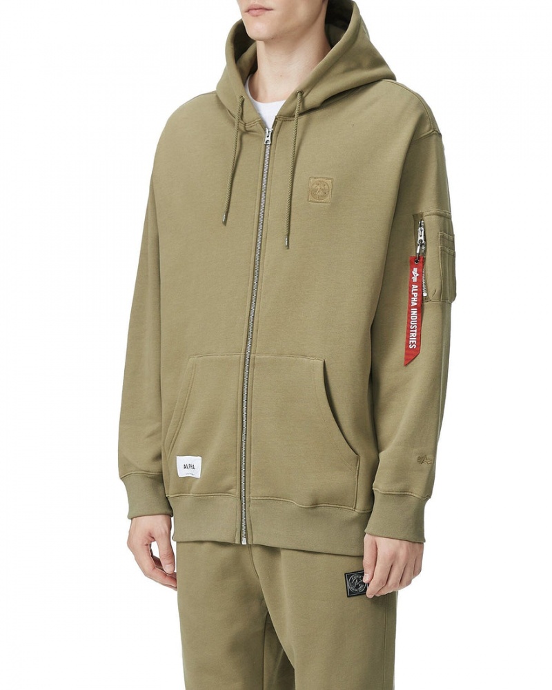 Sudadera con Capucha Alpha Industries Unfrm Zip-Up Hombre Beige | 825016-MUE