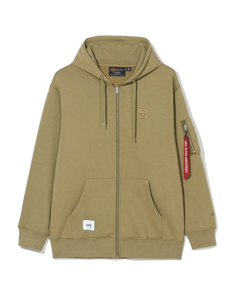 Sudadera con Capucha Alpha Industries Unfrm Zip-Up Hombre Beige | 825016-MUE