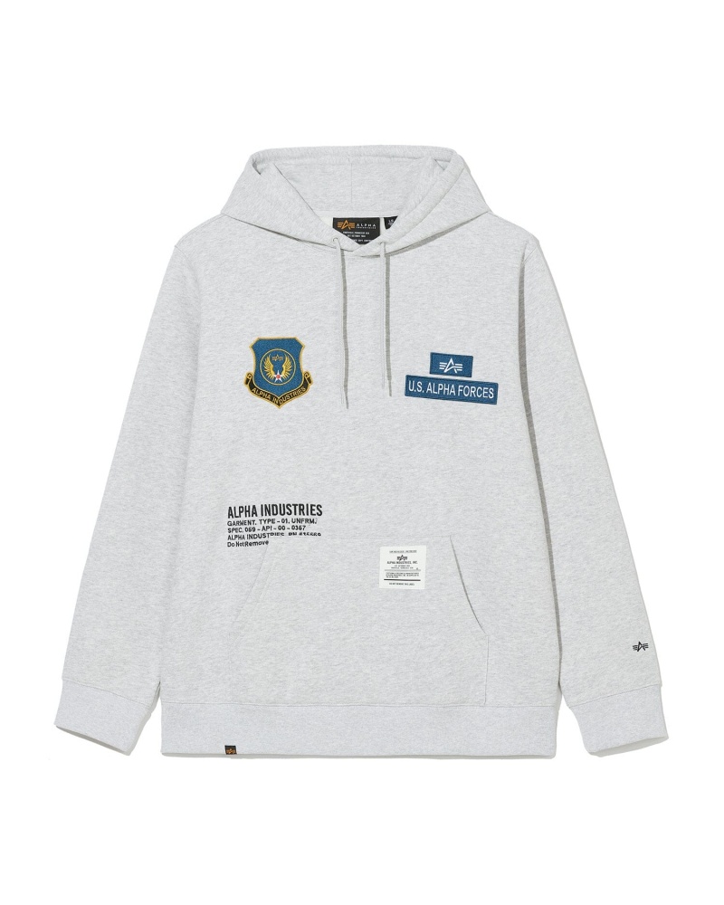 Sudadera con Capucha Alpha Industries Unfrm Badge Hombre Grises | 751496-SKW